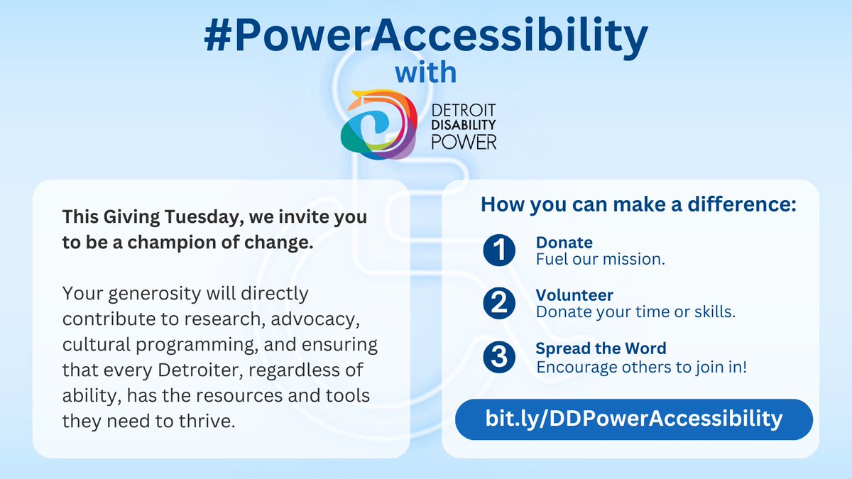 #DetroitDisabilityPower invites you to #PowerAccssibility! Contribute to research, advocacy, cultural programming, and ensuring that every Detroiter! Visit bit.ly/DDPowerAccessi… to learn how you can contribute to an accessible Detroit!