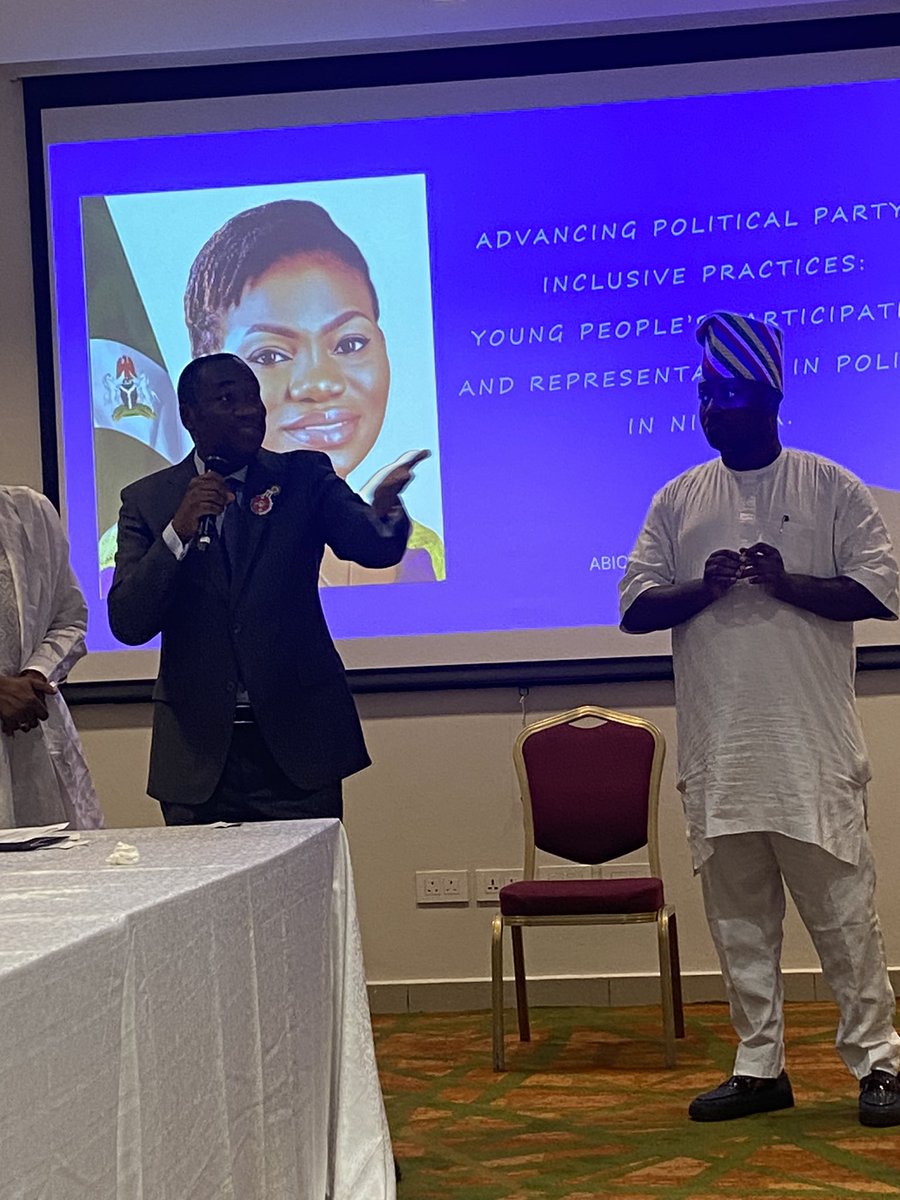 Today I trained National Political party youth leaders on advancing political party’s inclusive practices during the 2 days retreat organized by <a href="/WFD_Democracy/">Westminster Foundation for Democracy (WFD)</a> in <a href="/EkoHotels/">Eko Hotels & Suites</a> supported by <a href="/UKaid/">UK aid</a>. My  leader <a href="/dayoisrael/">The Dayo Israel™</a> participated &amp; brought <a href="/drobafemihamzat/">Obafemi Hamzat</a> to address the youth