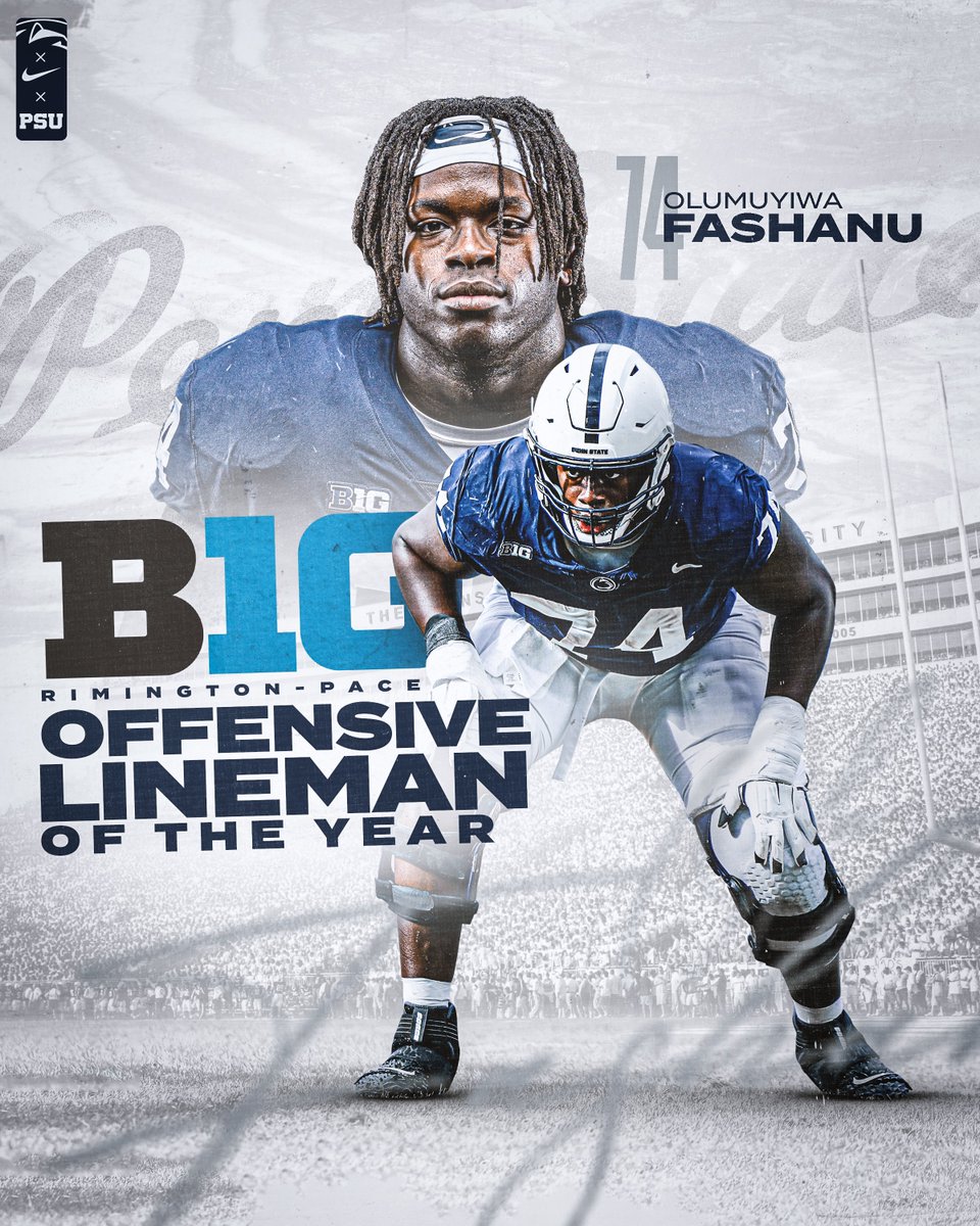 🗣️ OLLLLLUUUUU

B1G Offensive Lineman of the Year. 🏆

#WeAre | @Olu_Fashanu