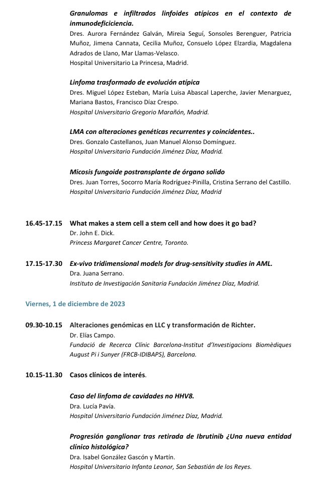 lucilups5's tweet photo. Mañana comienzan las Jornadas Leukemia Lymphoma 2023, que tendrán lugar en el Aula Magna del 🏥Hospital F. Jiménez Díaz, 🗓️30Nov y 1 Dic. con numerosos casos clínicos de interés ⚕️

🤗Animaos a venir e inscribíos en:  https://t.co/p9UGSSBPYR https://t.co/Fd5f31hJZW