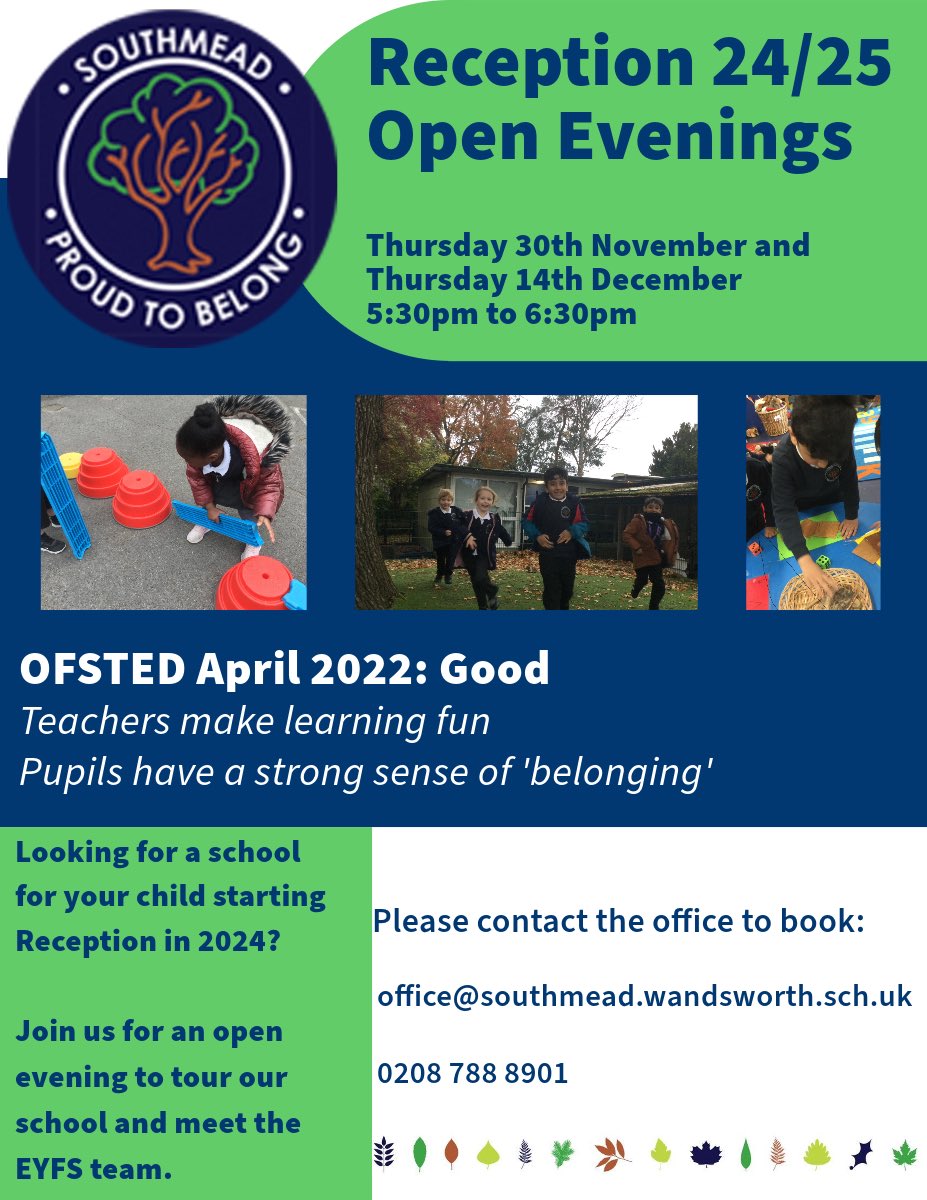 Join us tomorrow for a tour of the school. Spaces still available! Book a space by calling the office on 0208 788 8901