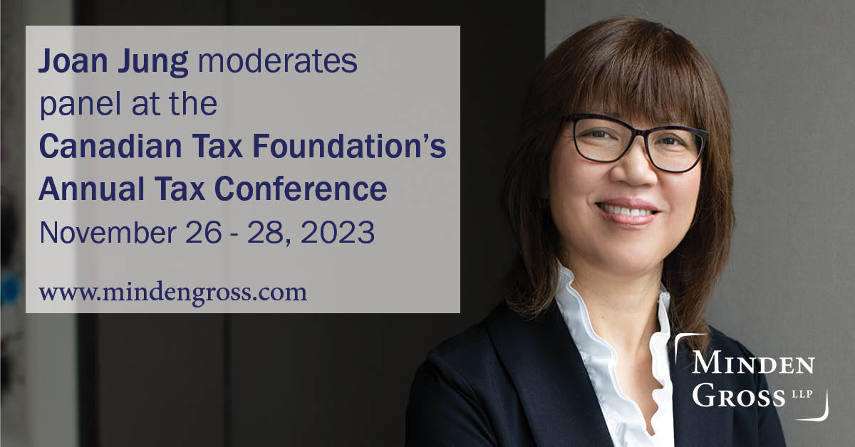 Minden Gross LLP (@mindengross) on Twitter photo Tax Lawyer, Joan Jung moderates “Trusts holding shares for Employees” and was on the Program Committee for the Canadian Tax Foundation’s 75th Annual Tax Conference on November 26-28, 2023
Learn more: tinyurl.com/2twbw9ck
#Tax #TaxLaw <a href="/CdnTaxFdn/">CanTaxFoundation</a> Tax Lawyer, Joan Jung moderates “Trusts holding shares for Employees” and was on the Program Committee for the Canadian Tax Foundation’s 75th Annual Tax Conference on November 26-28, 2023
Learn more: tinyurl.com/2twbw9ck
#Tax #TaxLaw <a href="/CdnTaxFdn/">CanTaxFoundation</a>