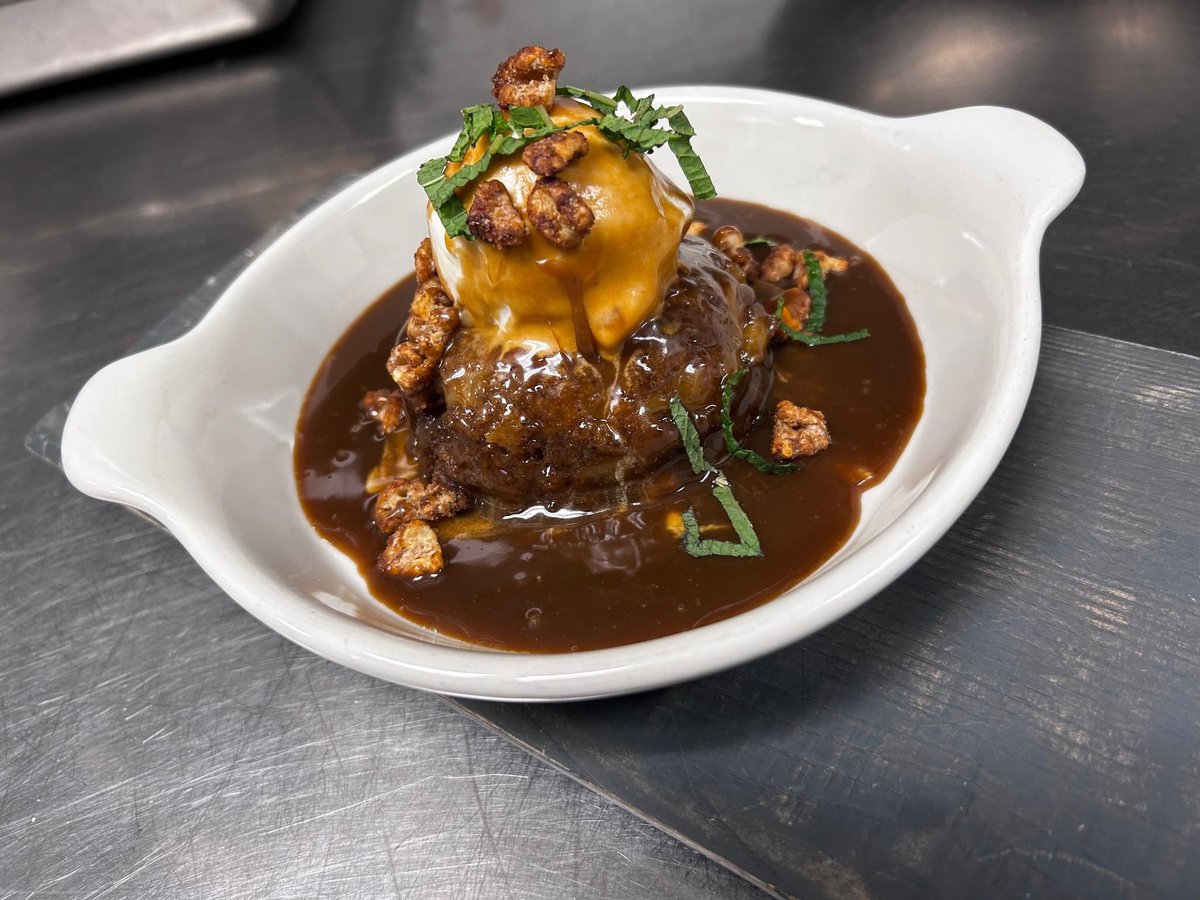CoopersCK's tweet photo. Indulge in a bite of heaven with our new Spiced Apple #StickyToffeePudding! Served warm with a dollop of creamy vanilla #icecream, drizzled with mouthwatering #saltedcaramel, and topped with crunchy candied walnuts, it's the ultimate dessert for a sweet treat! https://t.co/R3wK3Js6hE