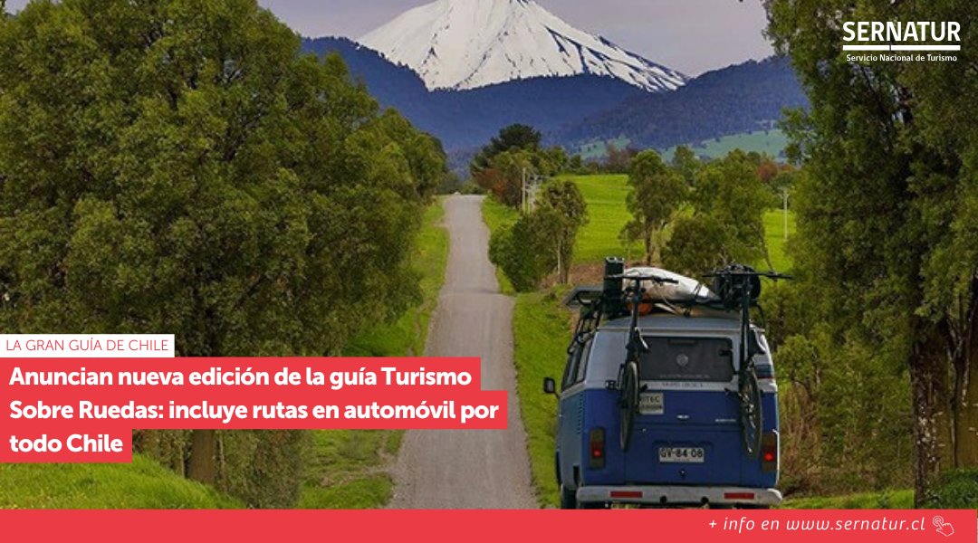 Con ediciones en 🇬🇧, 🇩🇪 y 🇪🇸, Turismo Sobre Ruedas muestra veinte circuitos de todo Chile, desde los más emblemáticos hasta destinos más desconocidos pero no menos cautivantes. La publicación cuenta con el patrocinio de Sernatur 📚
🔗 Más información en sernatur.cl/anuncian-nueva….