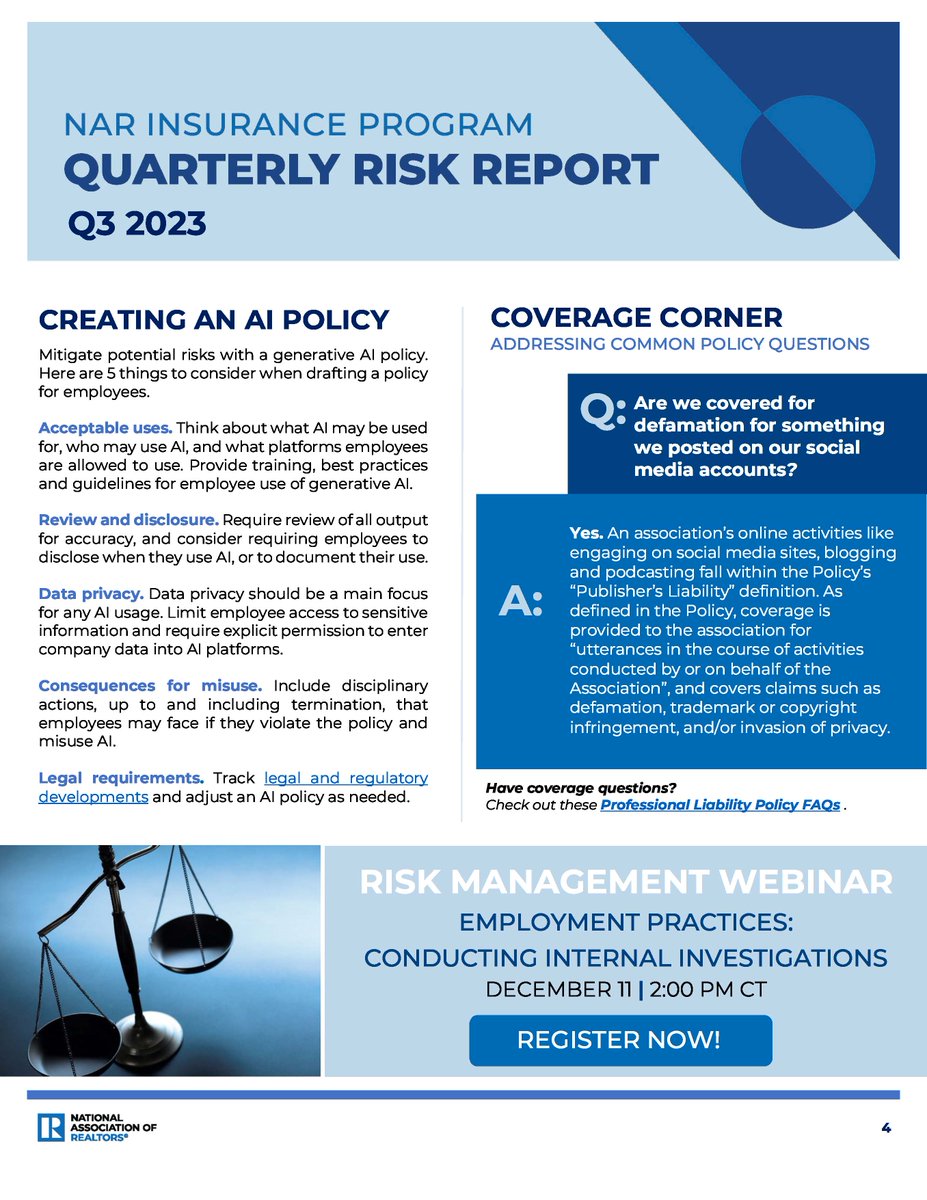 Sac_Realtors's tweet image. Discover the Quarterly Risk Report: Your key to mastering real estate risks. It's more than a report—it's a toolkit for success, empowering members with knowledge and strategies to stay ahead. 
#RealEstateInsight #RiskManagement