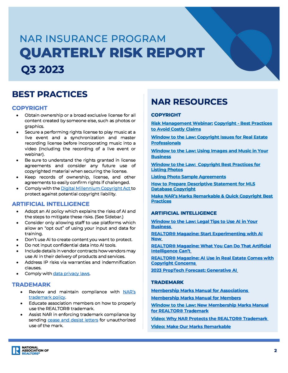 Sac_Realtors's tweet image. Discover the Quarterly Risk Report: Your key to mastering real estate risks. It's more than a report—it's a toolkit for success, empowering members with knowledge and strategies to stay ahead. 
#RealEstateInsight #RiskManagement