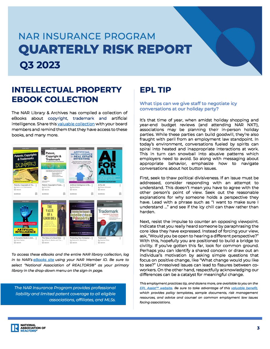 Sac_Realtors's tweet image. Discover the Quarterly Risk Report: Your key to mastering real estate risks. It's more than a report—it's a toolkit for success, empowering members with knowledge and strategies to stay ahead. 
#RealEstateInsight #RiskManagement