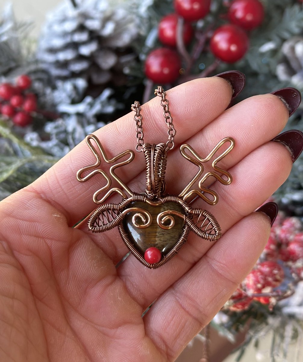 Rudolph reindeer pendant! ♥️🎄🦌 front & back ✨