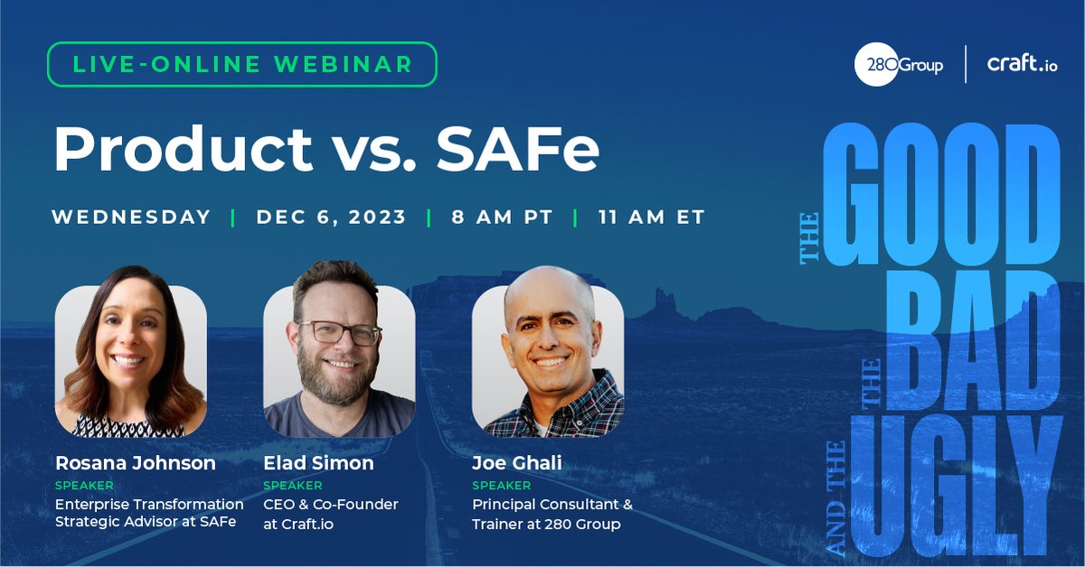 productside_'s tweet image. 🔑 Unlock the secrets behind Product and SAFe Agile methodologies in our must-attend webinar!

📅 Save the Date: Dec 6, 2023
🕒 Time: 8 AM PT | 11 AM ET

Register now 👉  bit.ly/417Z8NZ

#ProductManagement #AgileFrameworks #SAFe