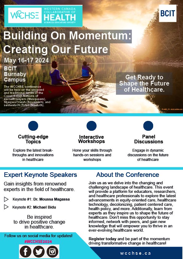 📢 Save the date! 🗓️ Exciting news!The <a href="/WCCHSEducators/">WCCHSE</a> conference is happening on May 16-17, 2024! Get ready for insightful talks, networking opportunities, and cutting-edge discussions on healthcare practice, education, and research. <a href="/BCITSoHealth/">BCIT Health Sciences</a> #WCCHSE2024