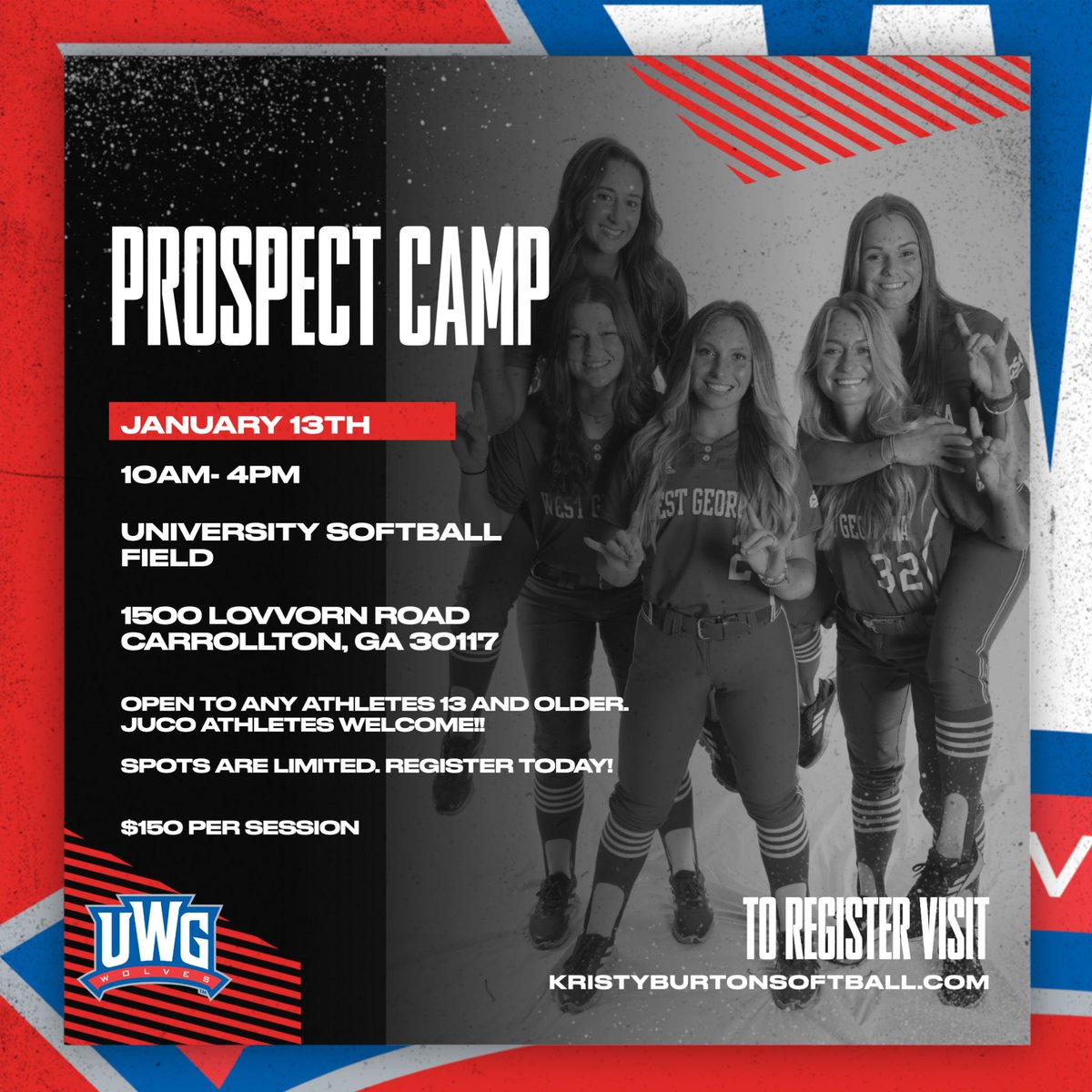 Prospect camp!! January 13th sign up today at kristyburtonsoftball.com GO WOLVES