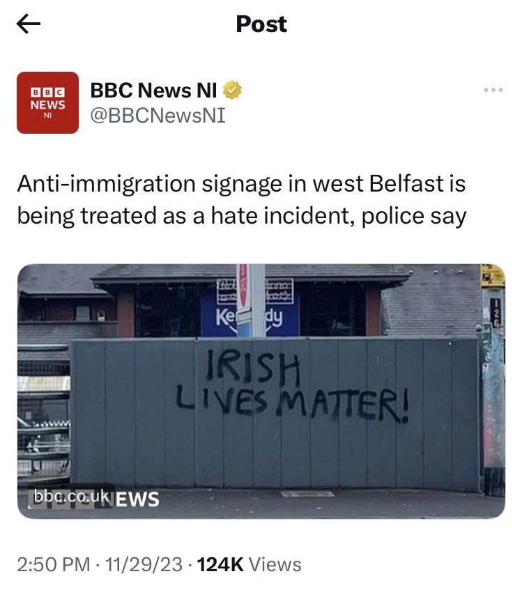 libsoftiktok's tweet photo. Police in Ireland have declared that the term “Irish Lives Matter” is racist and it’s now being considered a hate crime.

Ireland has fallen. https://t.co/C1dTcA5vtx