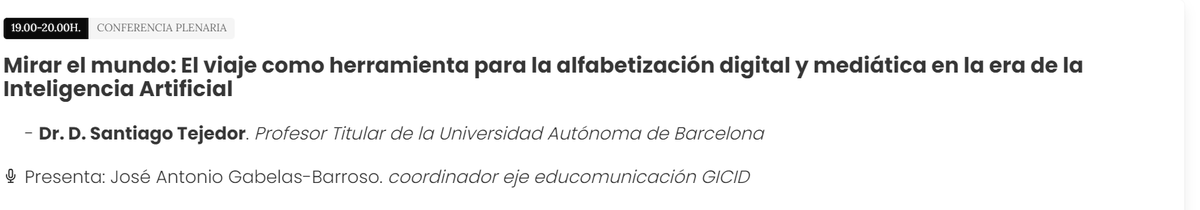 congresoCICID's tweet photo. En pocos minutos comienza la conferencia #CICID2023 @jgabelas #santiagotejedor

Mirar el mundo: El viaje como herramienta para la alfabetización digital y mediática en la era de la Inteligencia Artificial

@GICIDUZ https://t.co/9pbssooHPJ