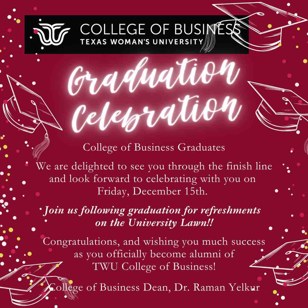 Congratulations COB grads! We are delighted to see you through the finish line and look forward to celebrating with you on Friday, Dec 15th! You did it! 🎓🦉👏 #twucob #collegeofbusiness #twu #twugrad23