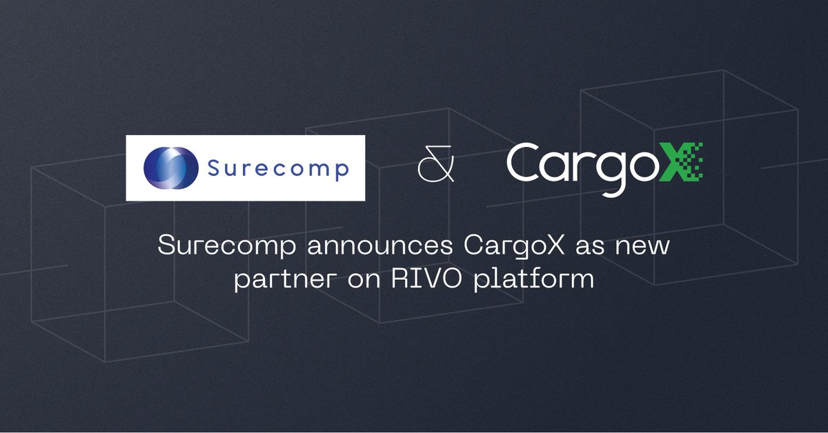 CargoX partners with Surecomp, integrating our BDT platform into RIVO. This collaboration enhances electronic trade document solutions for global businesses, fostering trust and efficiency in digital trade finance: bit.ly/3N5swi0 #CargoX #Surecomp #TradeFinance