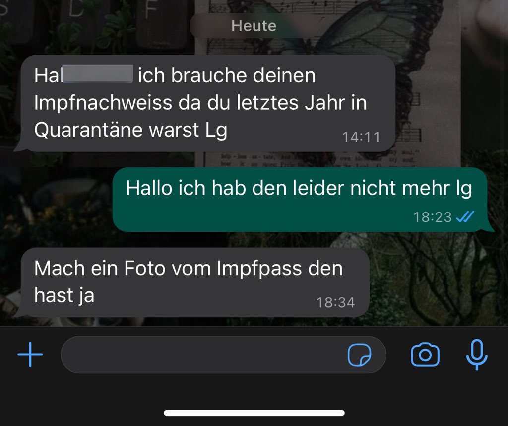 junge wofür brauch meine chefin meinen impfnachweis??

weil ich im märz 2022 in quarantäne war??