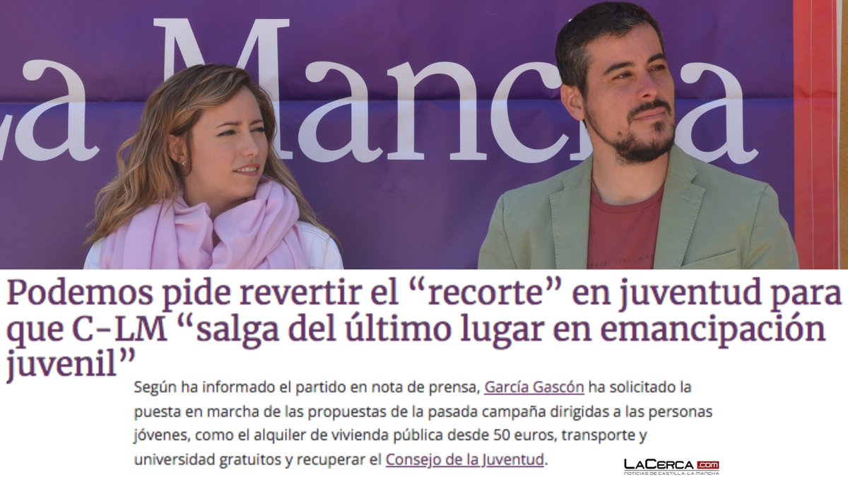 PodemosCLM's tweet photo. No vamos a permitir el abandono al que el PSOE de Page está sometiendo a la juventud de nuestra región. Exigimos revertir el tijeretazo del 41% en los presupuestos y poner en marcha nuestras políticas valientes y transformadoras que apuestan por las y los jóvenes, futuro de CLM. https://t.co/tBg0O8LfnM