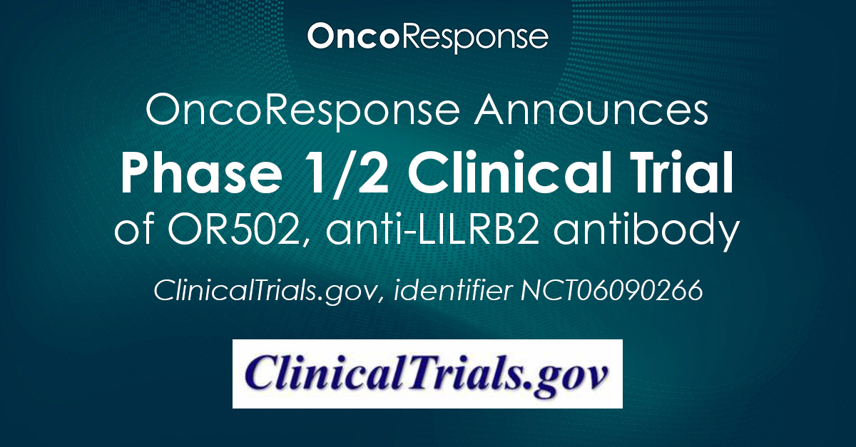 PRESS RELEASE: #OncoResponse Announces Initiation of Phase 1/2 Clinical Trial of #OR502, anti-LILRB2 Antibody, in Subjects with Advanced Cancer. See the full release here: oncoresponse.com/news-center/pr…
#EliteCancerResponders