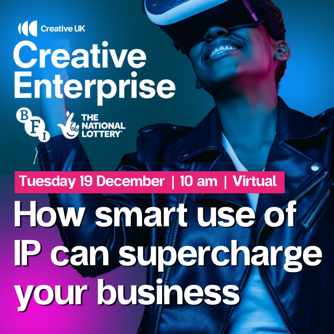 Creative UK (@wearecreativeuk) on Twitter photo New Virtual Workshop with <a href="/CreativeEnt_UK/">Creative Enterprise</a> - Unlock the Power of Intellectual Property (IP)!
Get ready to see the world of IP in a new light with industry leader, Erica Wolfe-Murray.
📆 19 December, 10am-12pm
✍️ Register: hubs.ly/Q02bnKnV0 New Virtual Workshop with <a href="/CreativeEnt_UK/">Creative Enterprise</a> - Unlock the Power of Intellectual Property (IP)!
Get ready to see the world of IP in a new light with industry leader, Erica Wolfe-Murray.
📆 19 December, 10am-12pm
✍️ Register: hubs.ly/Q02bnKnV0
