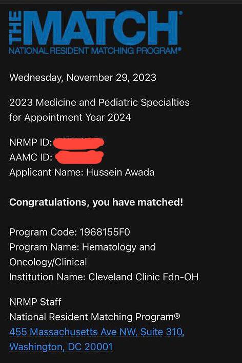 Hassan Awada (@awadahassan_) on Twitter photo Couldn’t be prouder of my brother Hussein who matched in Hem/Onc <a href="/ccfhemonc/">CCF Hematology Oncology Fellows</a>
<a href="/HemOncFellows/">Hem-Onc Fellows Network</a>
#matchday
#fellowshipmatch
#hemoncfellowship Couldn’t be prouder of my brother Hussein who matched in Hem/Onc <a href="/ccfhemonc/">CCF Hematology Oncology Fellows</a>
<a href="/HemOncFellows/">Hem-Onc Fellows Network</a>
#matchday
#fellowshipmatch
#hemoncfellowship
