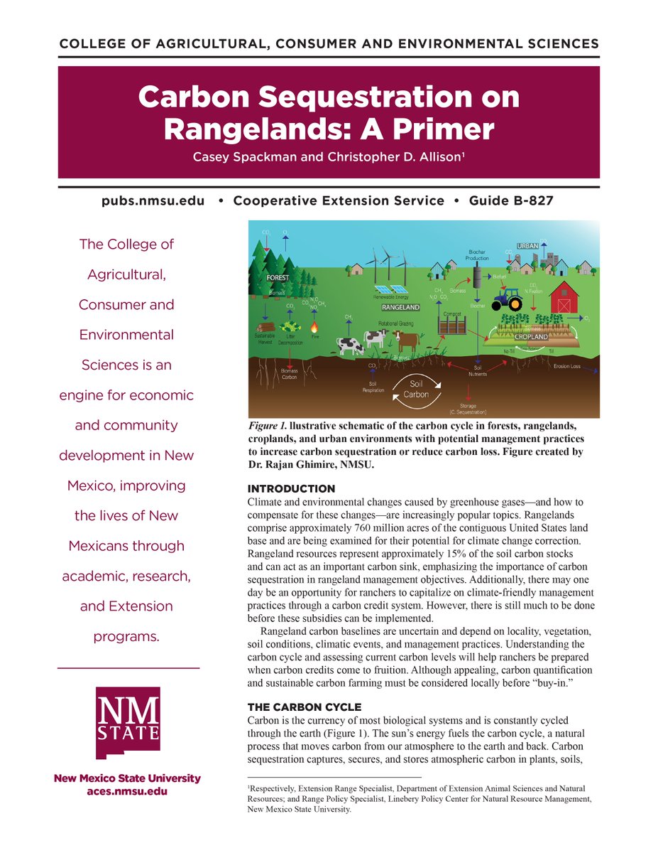 Rangelands make up nearly 760 million acres of contiguous U.S. land base and are currently being examined for their capacity to reduce climate change. 🌎🌱pubs.nmsu.edu/_b/B827/index.…