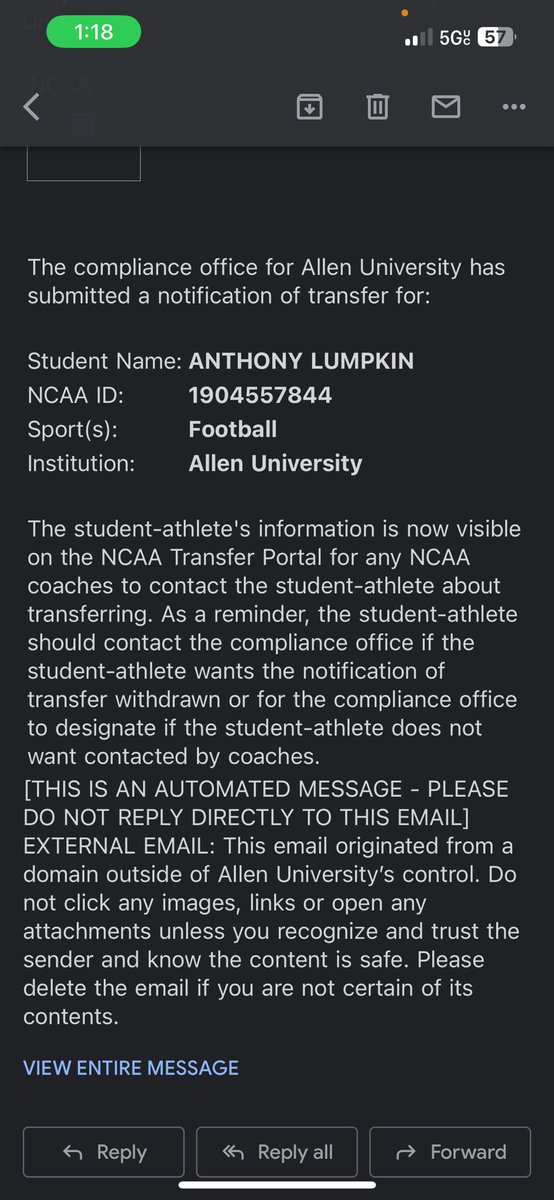 Officially in the portal with 3 years of eligibility left.