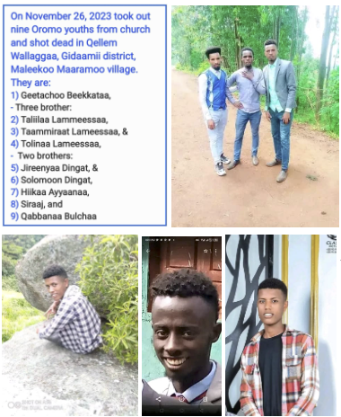 JabooJajjabo's tweet photo. This is why #WeStandWithOLF_OLA. On 11/26/23, z #Ethiopia|n army took out 9 youths from a church congregation &amp; shot them all dead in Qellem W., Gidaamii town. https://t.co/3YJqgbmhEN @SenateForeign @MikeHammerUSA @EU_Commission @HouseForeign @NorwayMFA @AP @hrw @Eurpeace