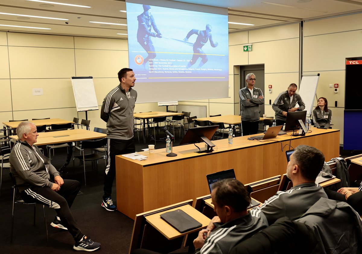 Marty_Vlk's tweet photo. UEFA Share Fitness for football in Prague. Two months of preparation, four days of sharing, learning, discussing and networking with the representatives of 12 different national associations and four fantastic learning facilitators.
#UEFA #UEFASHARE #Coacheducation #Czech FA https://t.co/pUfIpQIGqV