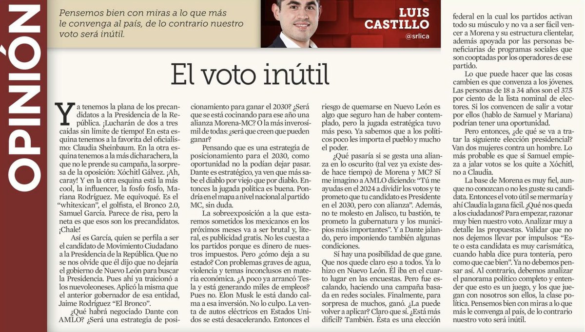 srlica's tweet photo. Pensemos bien con miras a lo que más le convenga al país, de lo contrario nuestro voto será inútil. @muralcom @samuel_garcias #Fosfofosfo https://t.co/pd4RCiGLU5