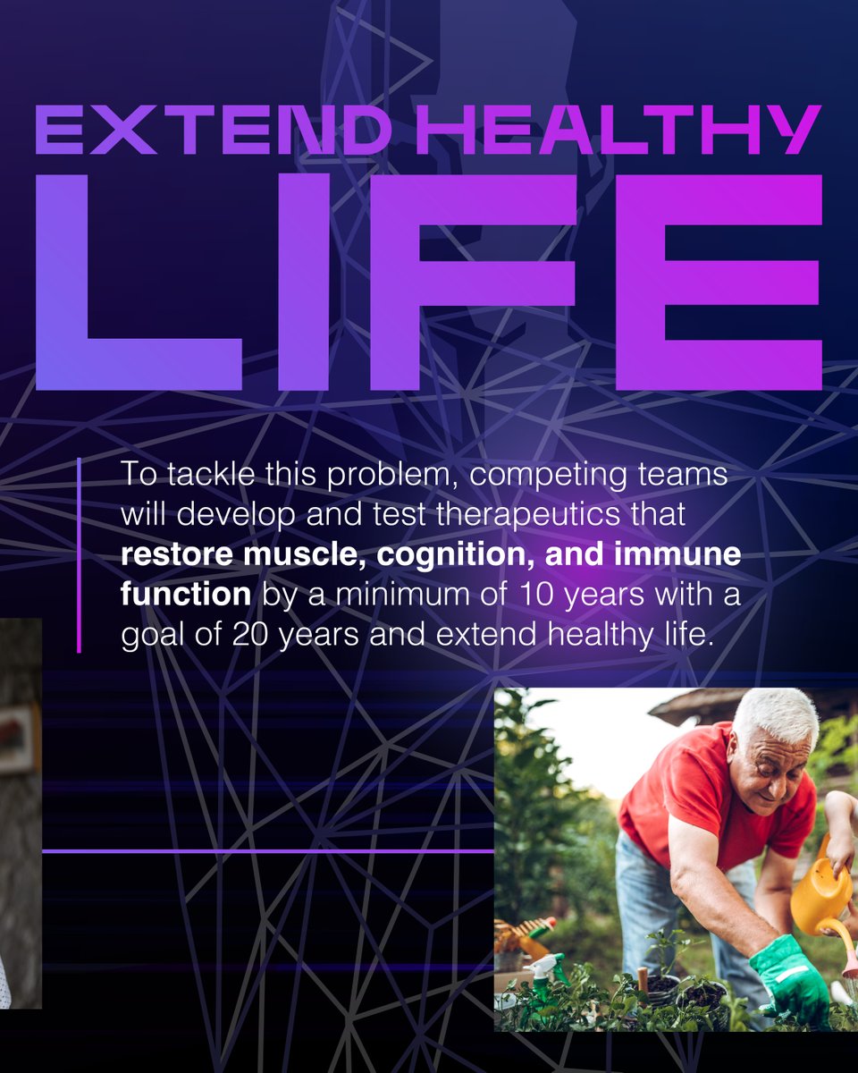 xprize's tweet image. (1/2) What would you do if you could live both longer…and healthier? #XPRIZEHealthspan is a 7-year, $101 million global competition to revolutionize the way we approach human aging. Learn more here. xprize.org/prizes/healths…