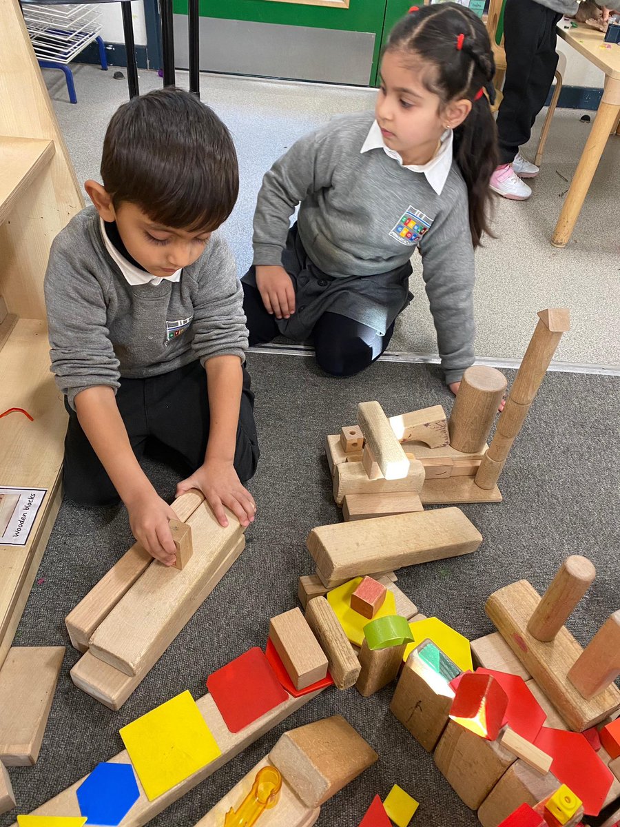 Some children worked together to create the Trafford centre! #construction  #blockplay #eyfs #earlyyears #shapes