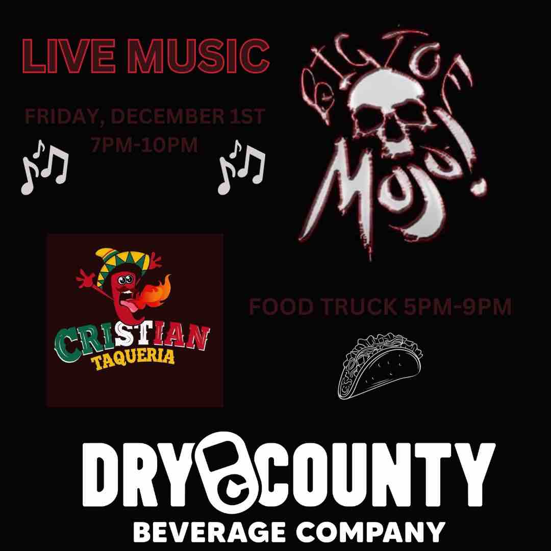 Start your December and your weekend off right with us in the taproom on Friday🍻 LIVE MUSIC‼️ Big Toe Mojo 7PM-10PM🎶 And Some delicious tacos from our friends, Cristian Taqueria 5PM-9PM🌮