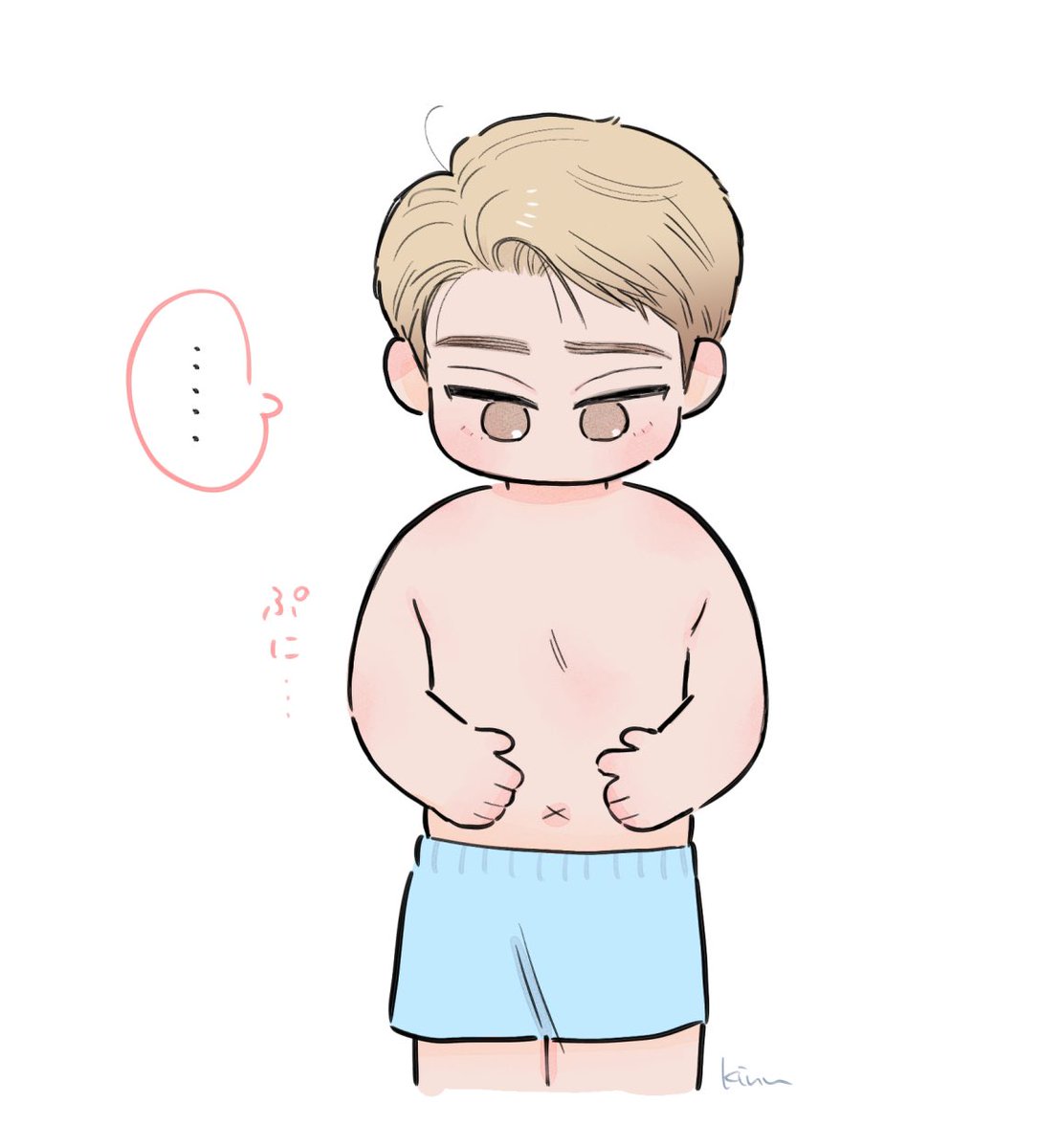 急に思い立って描いた、なんか最近太った…？てなってるH（幸せ太り）