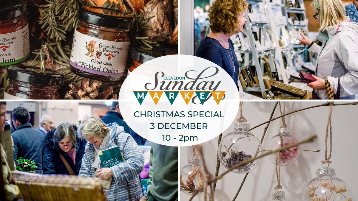 With over 100 stalls filled with festive food and drink options as well as a wide range of handmade goodies, start the season off right with the Clevedon Sunday Market Christmas Special! 

This Sunday, 3 Dec from 10am-2pm!

ow.ly/pATE50QcoTA

#discoverclevedon