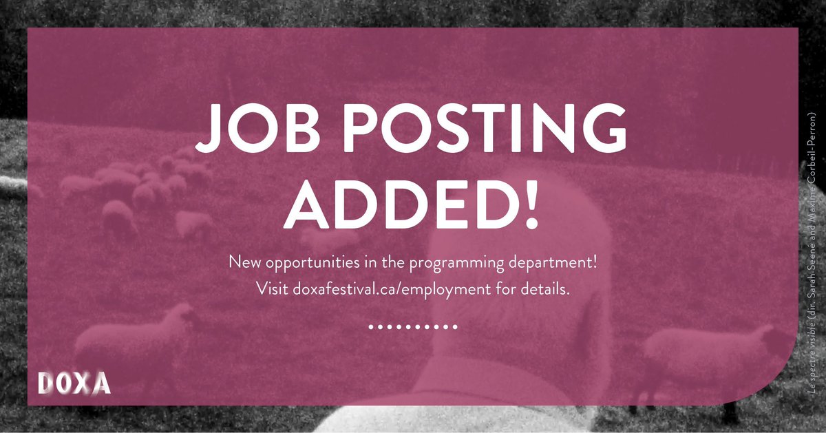 We've updated our DOXA 2024 job postings! In addition to opportunities in the development and communications departments, we're looking for someone to fill the role of Programming + Industry Manager. 🧚 To learn more, including how to apply, go to 👉 doxafestival.ca/employment