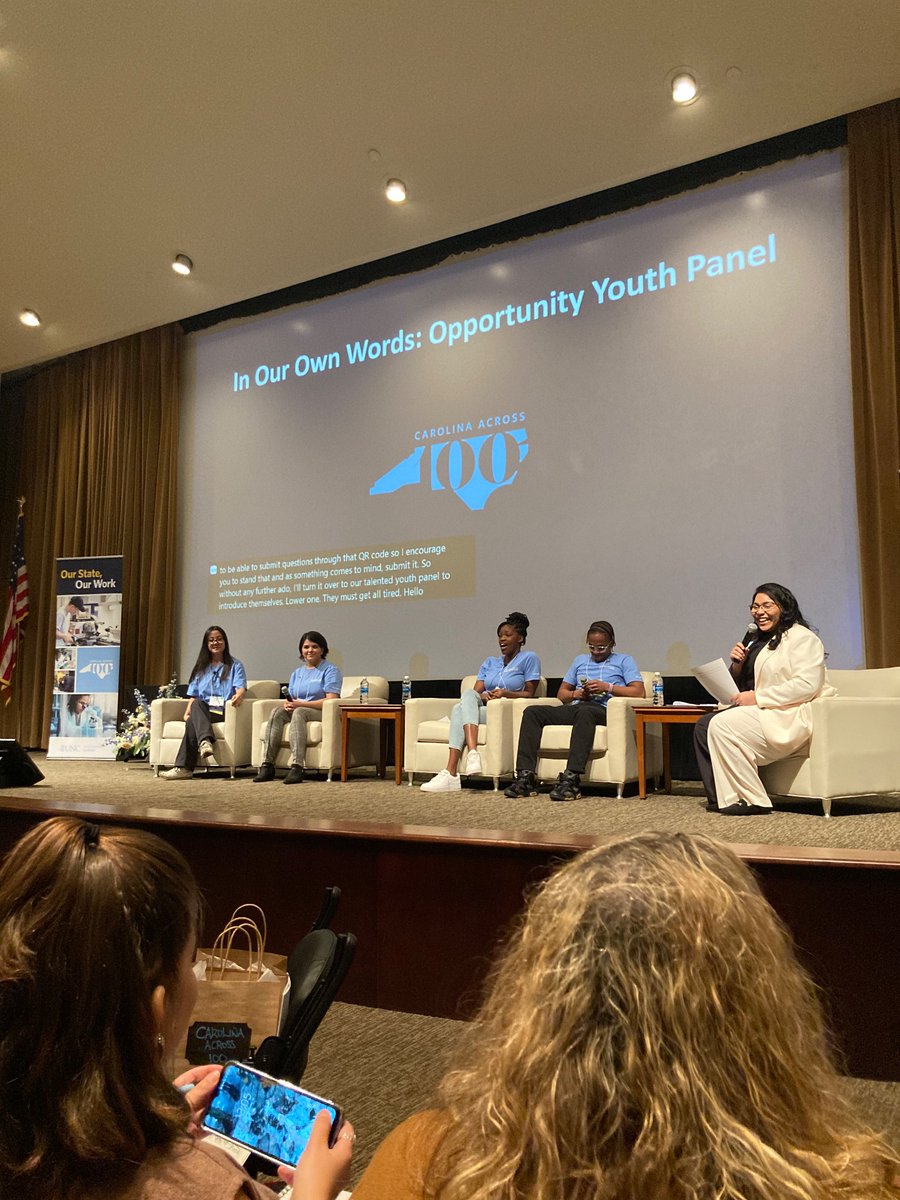 We’re back from lunch for our most anticipated session of the day: a panel discussion centering the stories of NC Opportunity Youth in their own words. #CarolinaAcross100 #youthvoice
