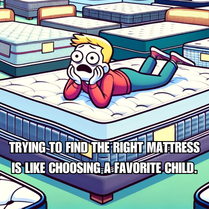 DlxMattress's tweet photo. 🛏️ The struggle is real! Finding the perfect mattress can feel like an impossible choice. Just like picking a favorite child... not that we'd ever actually do that! 😂 #MattressHunt #GoodSleepGoodLife #Mattress