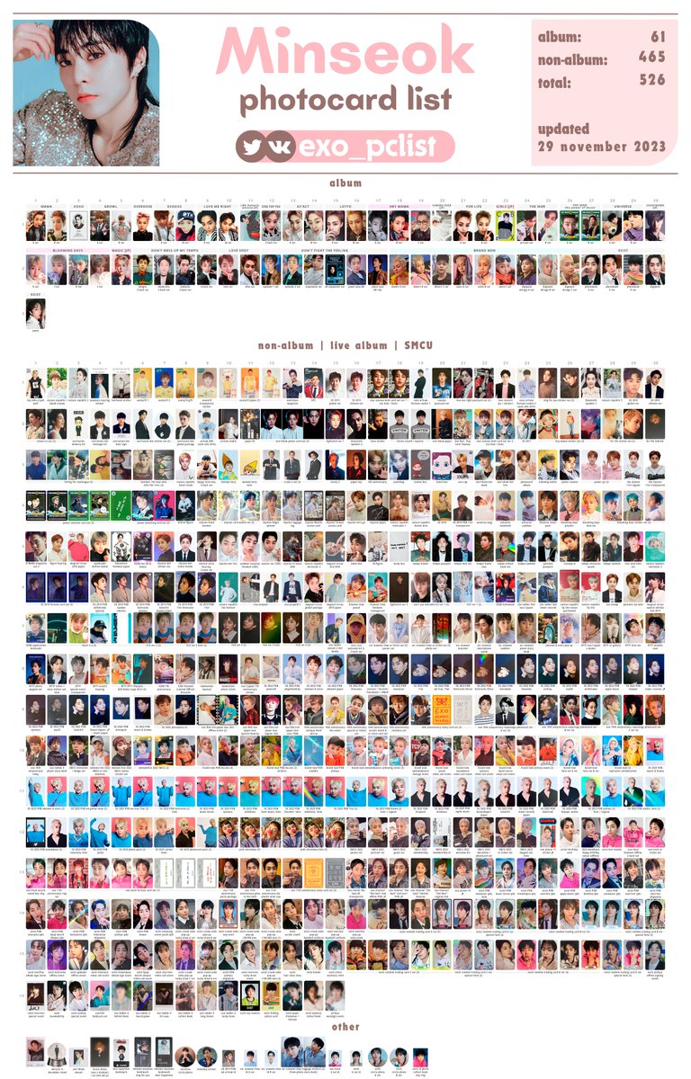 XIUMIN (MINSEOK) ALL PHOTOCARDS LIST / TEMPLATE UPDATE Full size