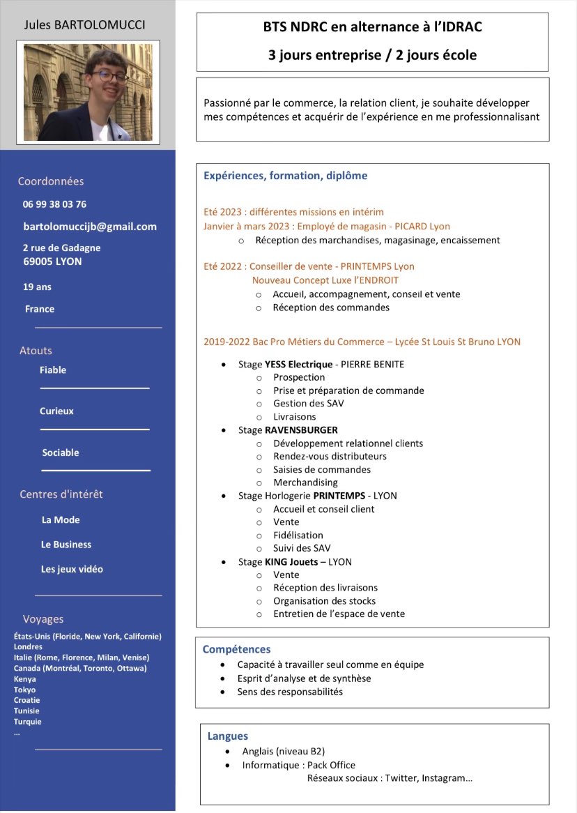 Hello le réseau ! 

Les temps sont durs pour nos jeunes apprenants ! 

Cette tête blonde de bonne famille est à la recherche de son alternance pour son BTS en « Négociation et Digitalisation Relation Client »

Merci d’avance pour le partage sur vos réseaux.