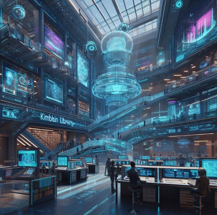 LibraryDMU's tweet photo. Hey Bing AI, show me Kimberlin Library in 20 years! #FutureLibraryDMU #librarydmu #dmulibrary @dmuleicester @DMULibDirector @DMUEstates https://t.co/5VrKthgMmZ