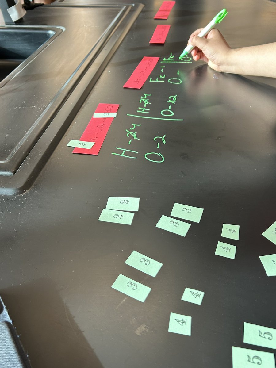 Breaking the stigma that balancing equations are hard one card sort at a time 💪🏻
Plus, writing on tables is fun ☺️