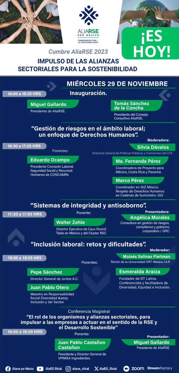 ¡No te pierdas la Cumbre AliaRSE 2023 a partir de las 4:00 pm!

#AliaRSE #EmpresasTrabajandoXTi 🌎🌱