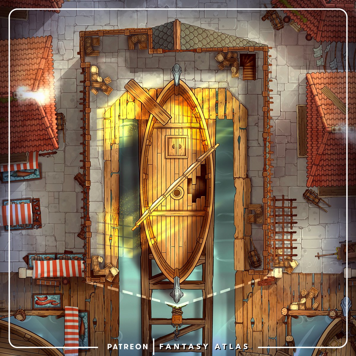 Inside the boathouse