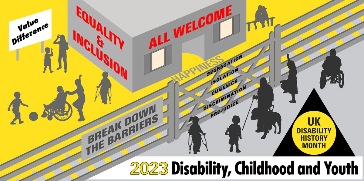 UK Disability History Month 16th of November to 16 December 2023. The theme ‘Disability, Childhood & Youth’ The Experience of Disablement amongst children & young people in the past, now & what is needed for the future ukdhm.org @UKDHM #SocialModel #Equality #Rights