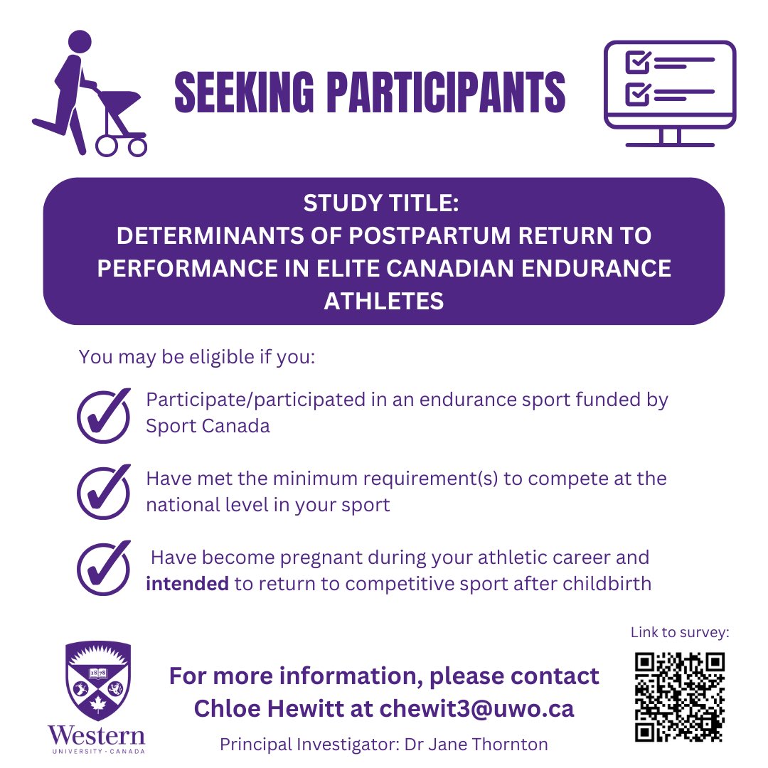 FKSMC's tweet photo. We are looking for participants for a study exploring the experiences of postpartum return to performance in elite Canadian endurance athletes. 
 
Learn more about the study and complete the survey here: 

https://t.co/M2zEhpOHRl https://t.co/xOpHazFUJT