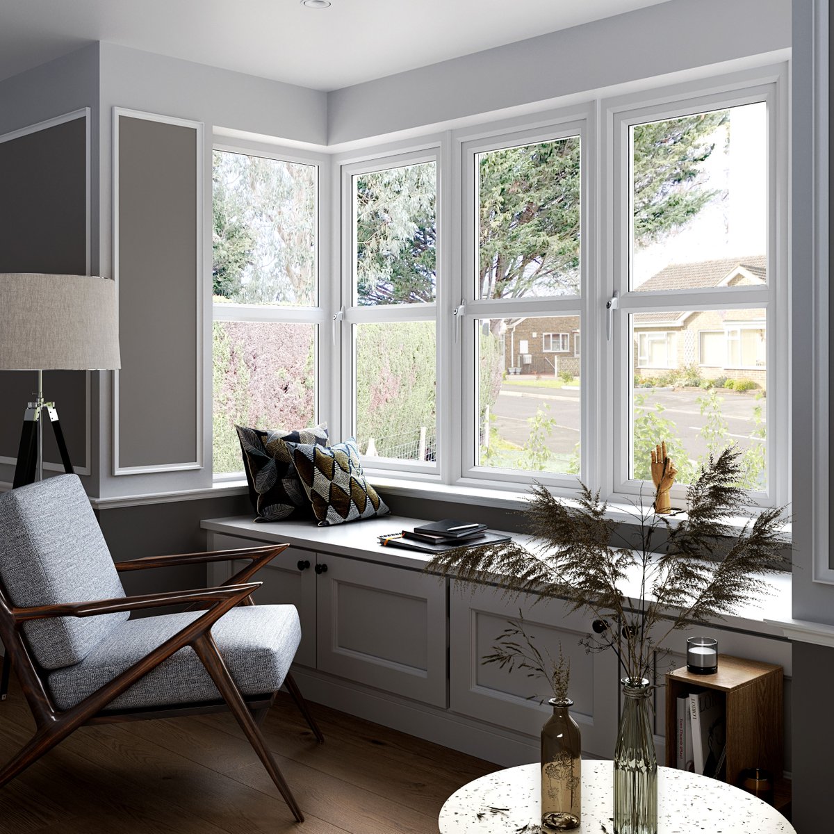 Experience the world from a new perspective! 

Excellent ventilation, varying styles and configurations, and the gift of extra space thanks to the larger internal window ledge area, add up to make a bay window the perfect way to frame a spectacular view.