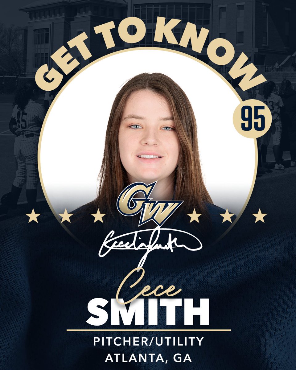 GW_Softball's tweet photo. 𝙂𝙚𝙩 𝙩𝙤 𝙆𝙣𝙤𝙬 first-year pitcher/utility @2023Cece!

#RaiseHigh | #Together https://t.co/r0SrCQPzJp