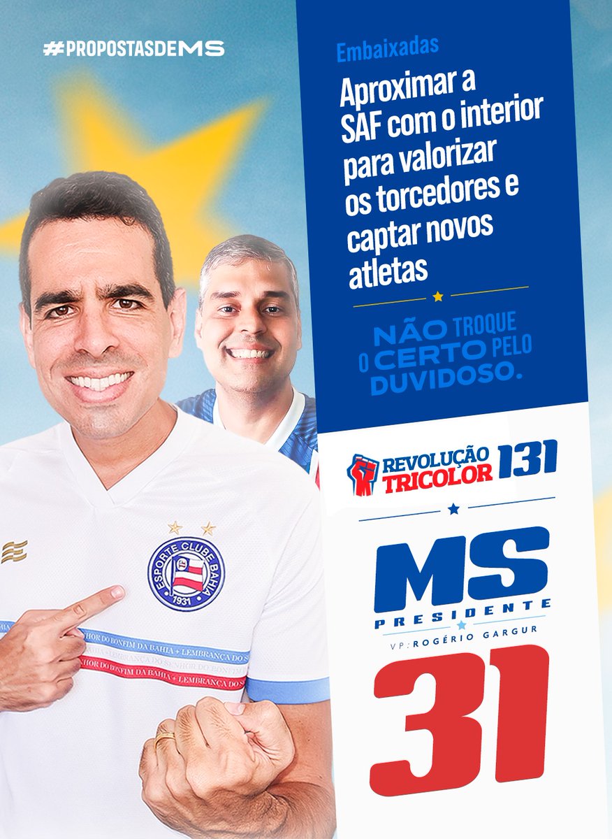 revoluctricolor's tweet photo. Para termos um Bahia FoRTe é essencial a atuação da Revolução Tricolor no Conselho Deliberativo.

Veja as propostas da RT para o clube!

#PropostasdeMS
#MS31
#RT131
#BBMP
#BoraBotarMarceloPresidente
#BahiaFoRTe https://t.co/UL08YPPBXf