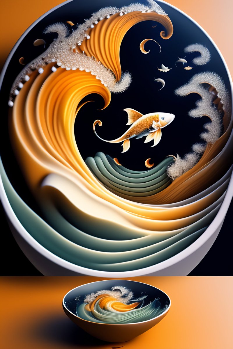 AI_ImageMuseum's tweet photo. What's more beautiful than a goldfish swimming in a wave? This digital art is truly mesmerizing. 🐡🌊
#goldfish
#wave
#art
#digitalart
#japanesewave
#kanagawa
#beautiful
#mesmerizing
#wednesdayart
#artstagram https://t.co/DvPOR4Y2e7
