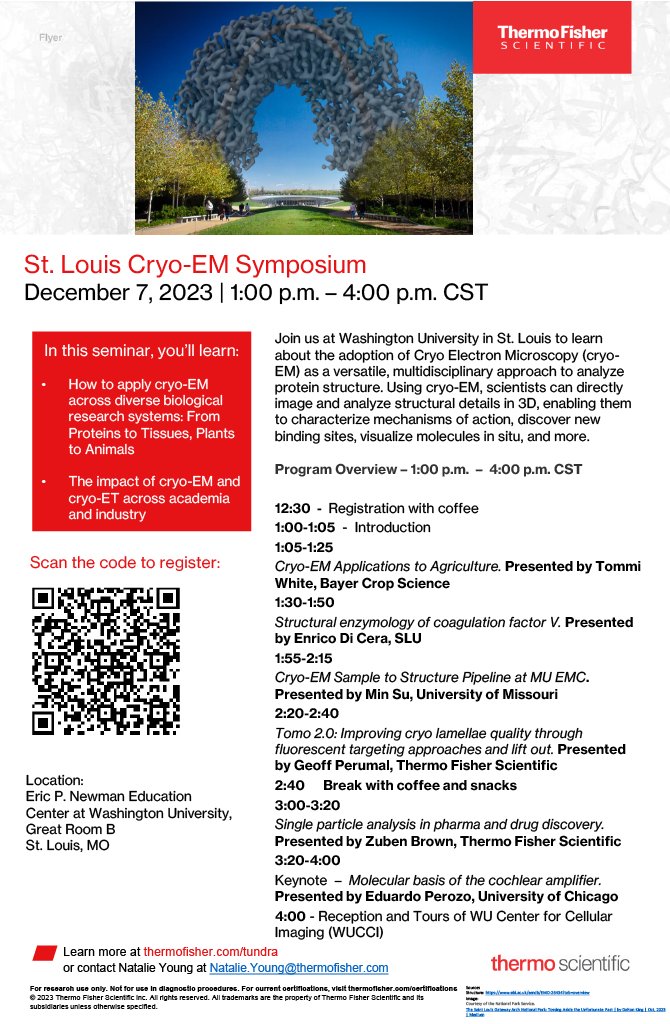 petitescientist's tweet photo. Are you in the St. Louis area, or willing to make the drive? Please join us in St. Louis on December 7th for an in-person symposium on cryo-EM at Washington University in St. Louis. Details can be found in the attached flyer.

To register, scan the QR code found on the flyer. https://t.co/OYIPuGstwn